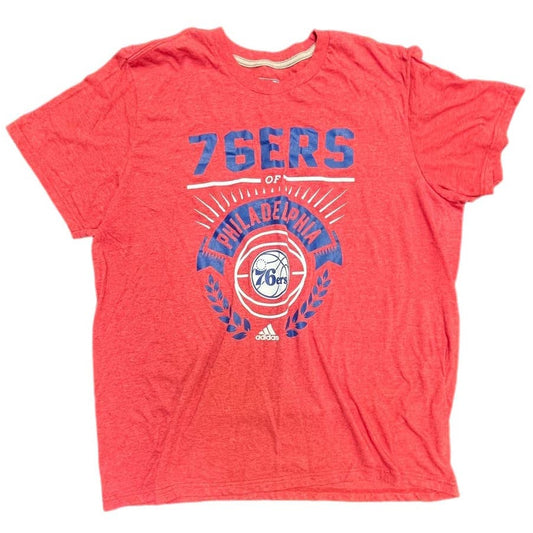 Y2K Philadelphia 76ers NBA Red Adidas XL T-Shirt Unisex