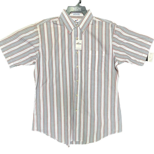 Vtg 90's Botany 500 Lightweight Button Shirt Mens L Art Deco Plaid Short Sleeve