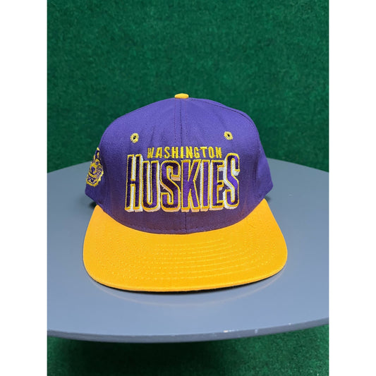 VTG 90s University Washington Huskies Snapback Hat Cap NCAA Made In USA Unisex