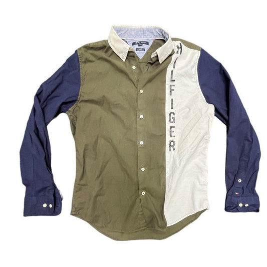 Vintage Tommy Hilfiger Color Block Casual Button Down Shirt Sz Medium