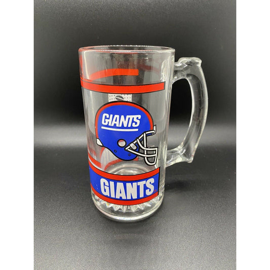 New York Giants NFL Vintage Heavy Glass Bar Beer Mug Star Bottom 5.5"