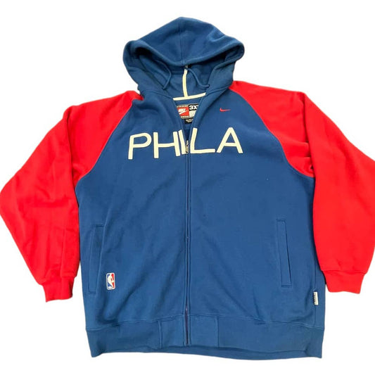 90s Nike Philadelphia 76ers NBA full zip hoodie jacket 3XL