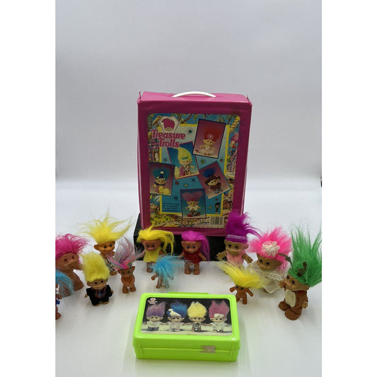 Vintage Treasure Trolls Carrying Case and Mix Trolls Lot & Smaller Case