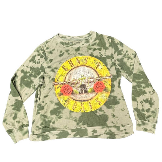 Ladies Green Camo Guns & Roses sweatshirt size large