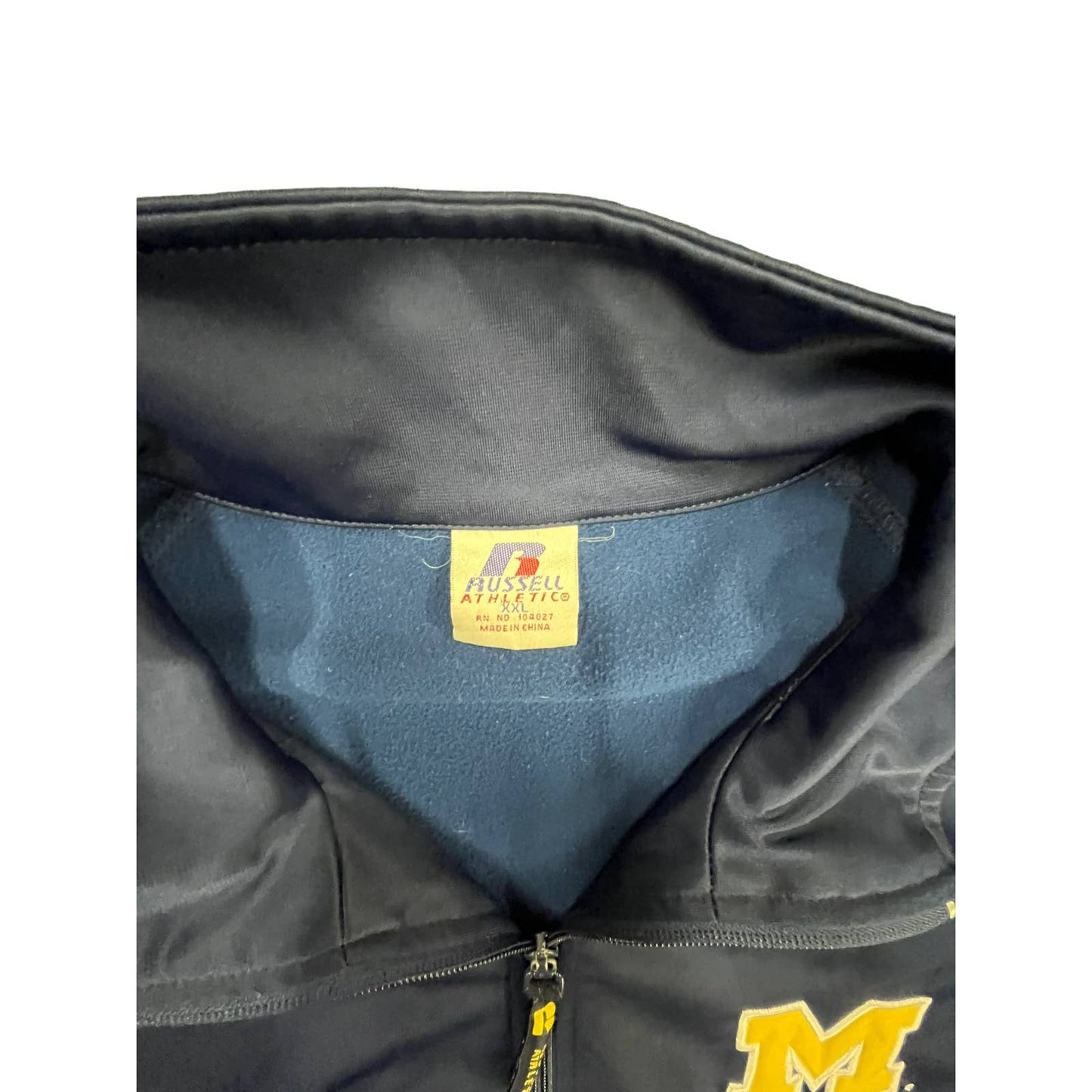 Vtg 90s University of Michigan Russell Athletic Full Zip Warm Up Jacket Sz XXL