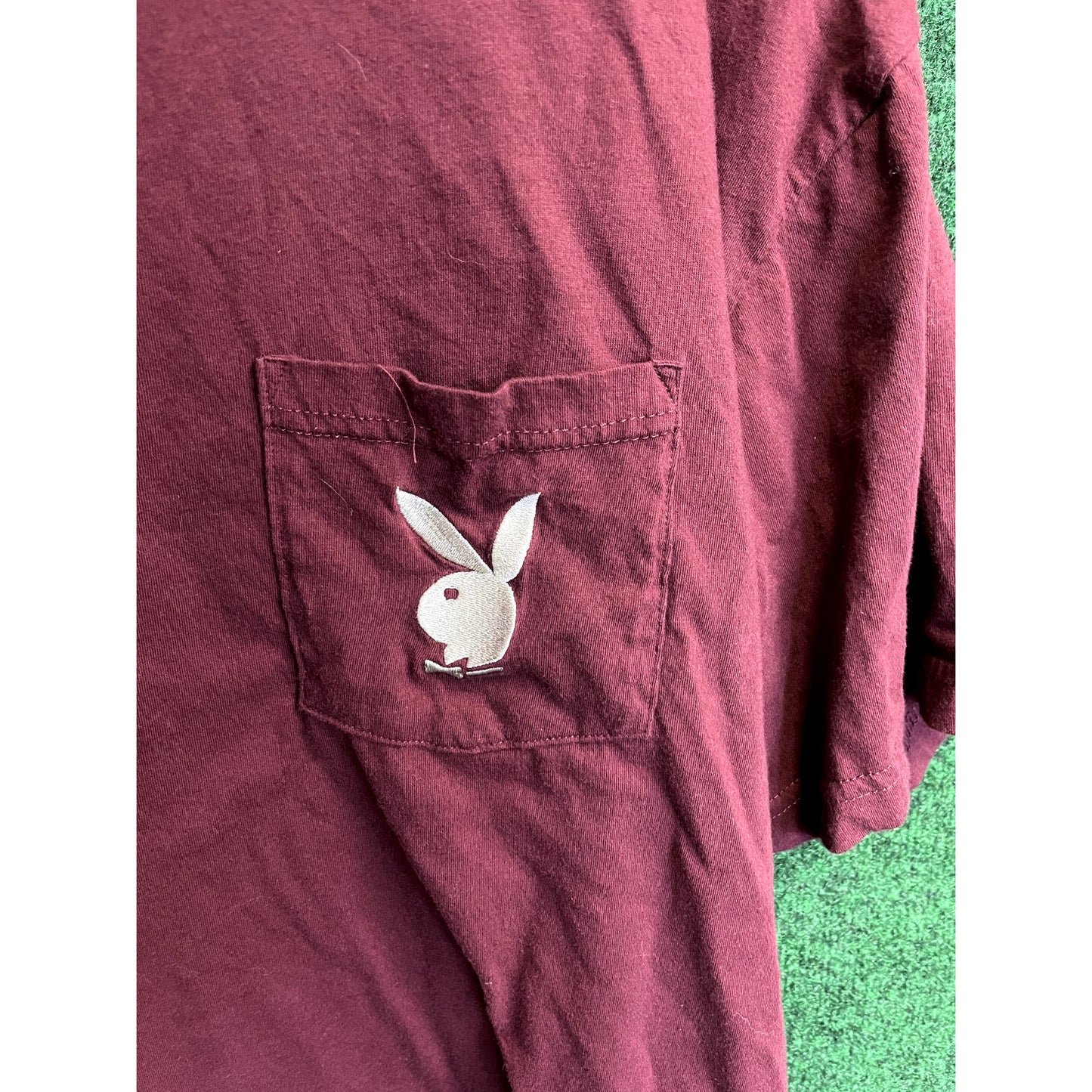 90s Red Playboy T-Shirt Size Large Front Pocket Unisex Gift