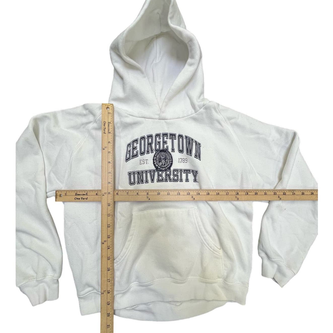 90s Jansport Georgetown University White Hoodie Sweatshirt Sz Large Unisex