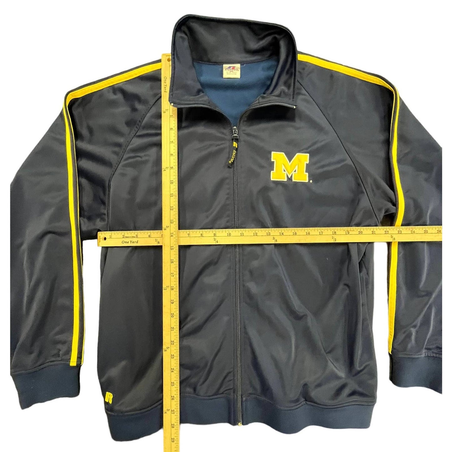 Vtg 90s University of Michigan Russell Athletic Full Zip Warm Up Jacket Sz XXL