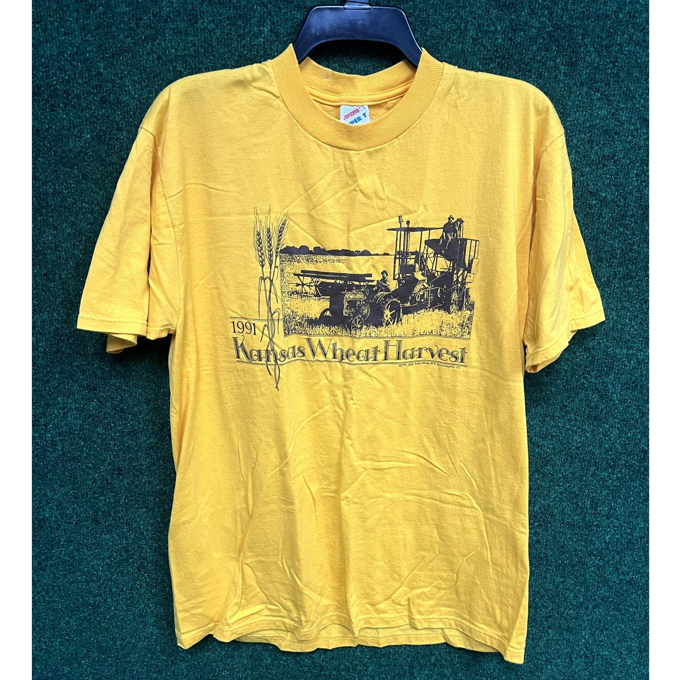 90s Kansas Farming Themed Yellow T-Shirt Size Large Unisex Gift