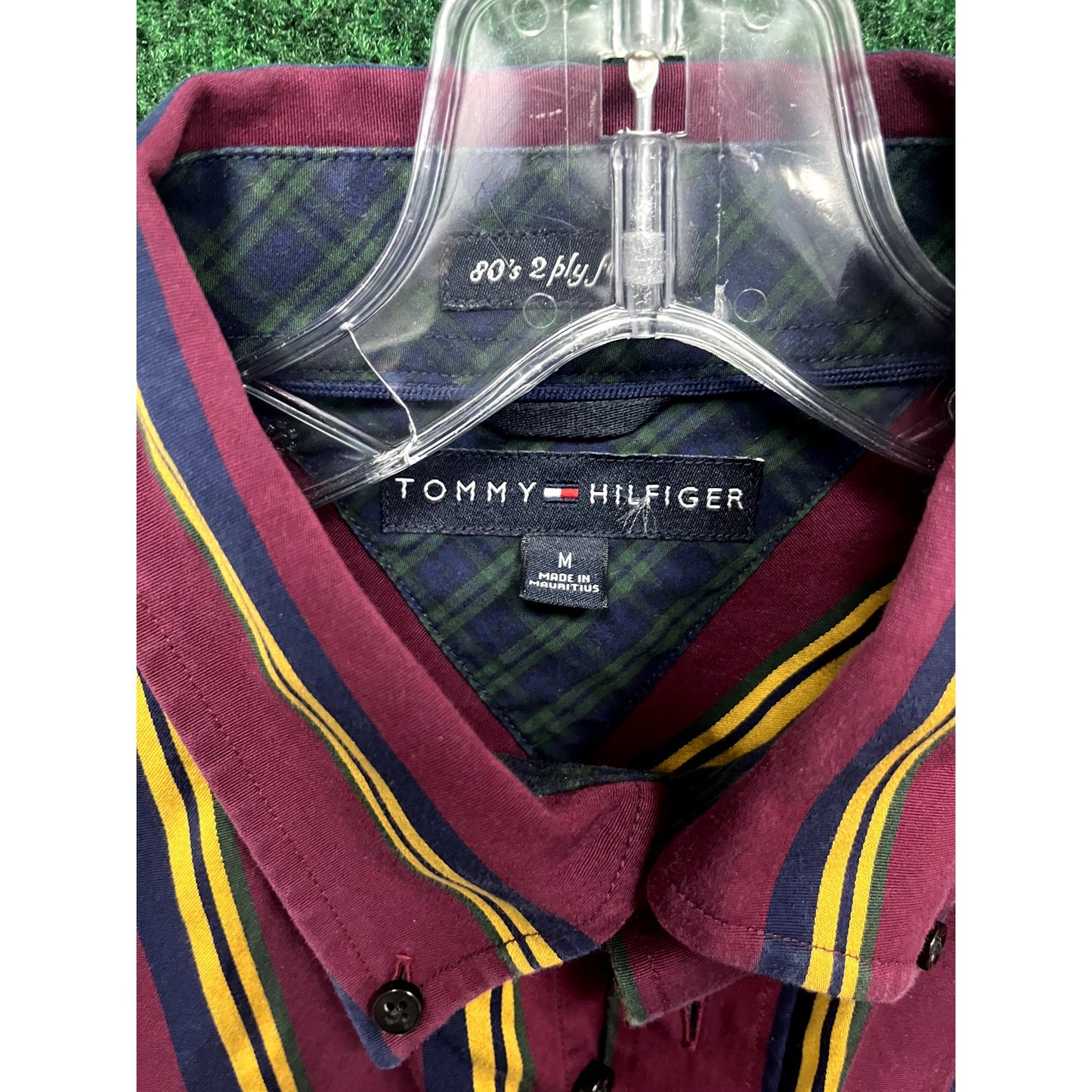 Tommy Hilfiger 80’s 2 Ply Fabric Button Down Multicolored Plaid Shirt Medium