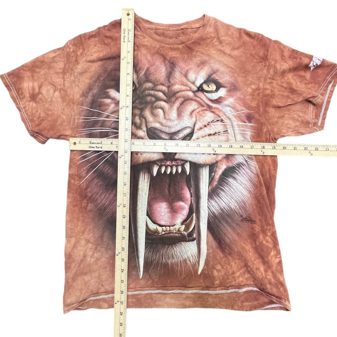 Y2K TREX Tiger Print Brown Tie Dye T-Shirt Sz Medium Huge Print