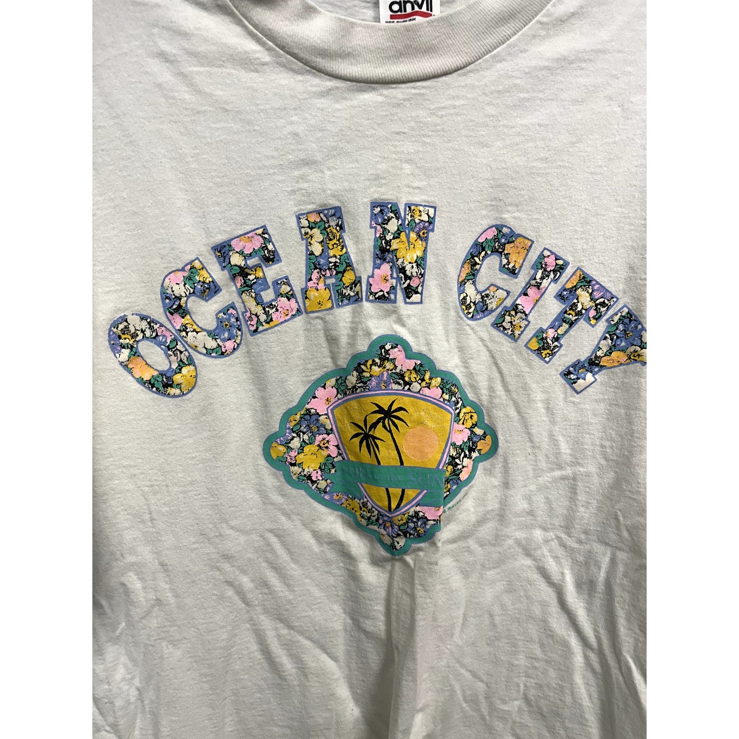 90s Ocean City Beach Themed White T-Shirt Size Large Unisex Gift