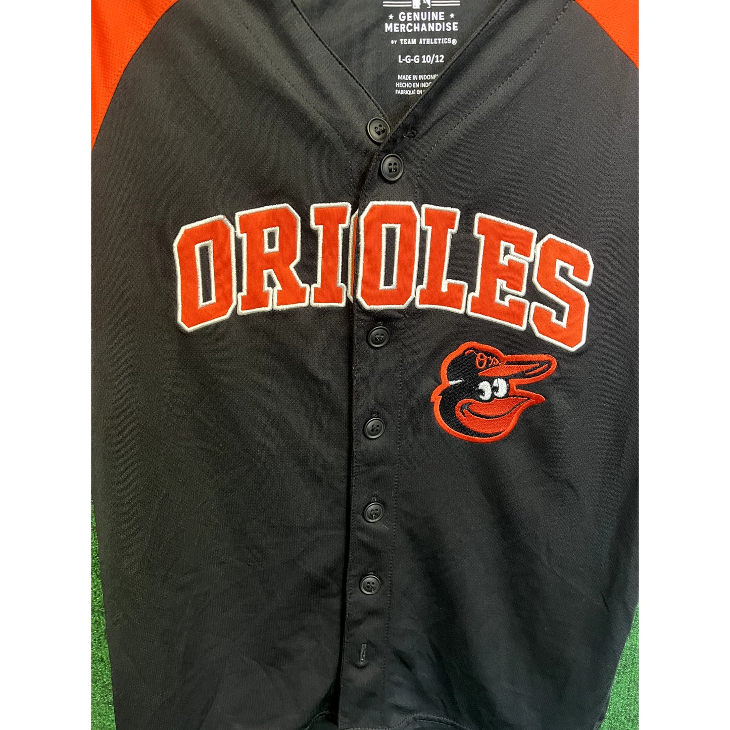 Youth Baltimroe Orioles Black & Orange Large Jersey Button Down