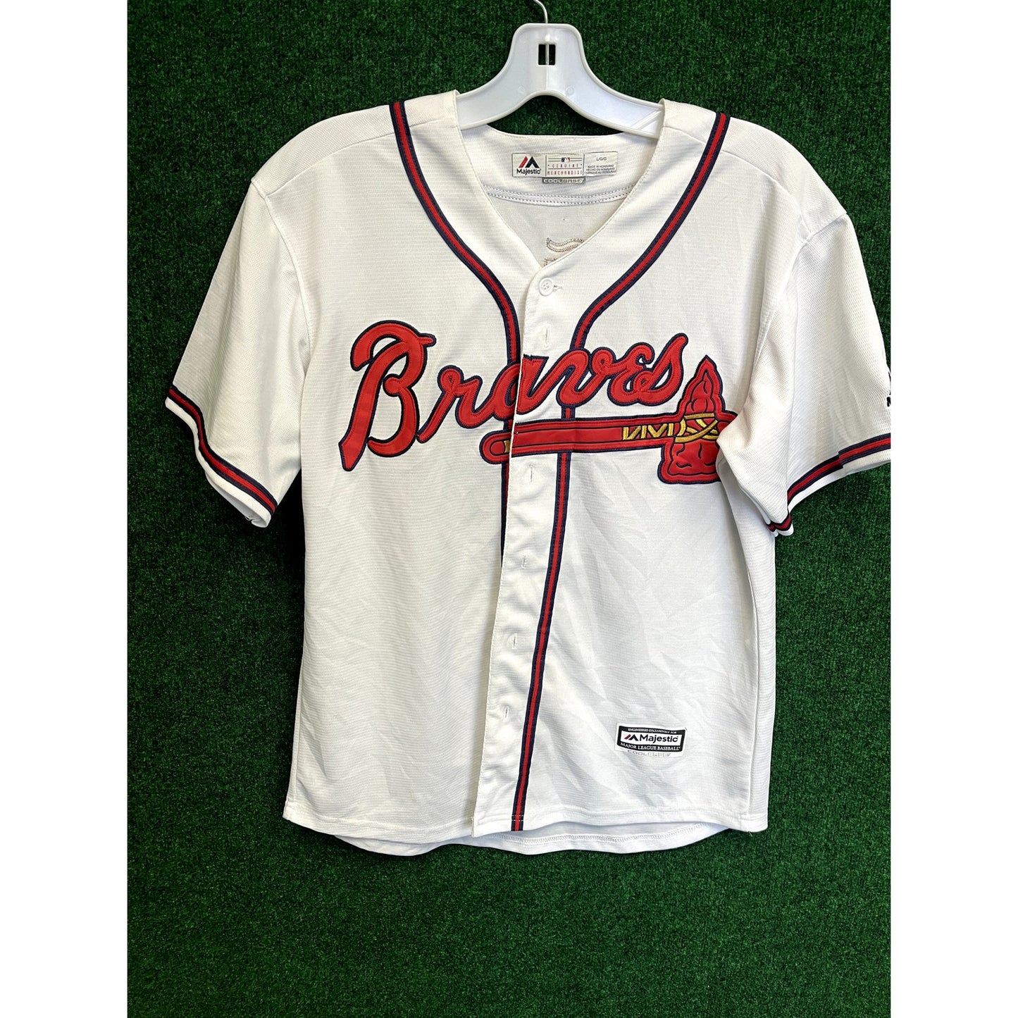 MLB Atlanta Braves Ronald Acuna Button Up White Home Jersey Sz Large