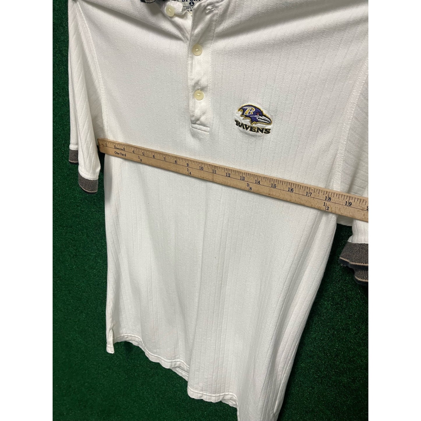 90s LEE Baltimore Ravens White Polo Shirt Golf Preppy Size Large