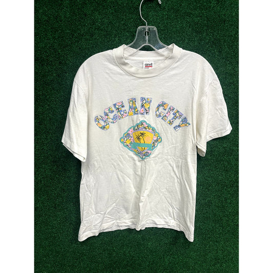 90s Ocean City Beach Themed White T-Shirt Size Large Unisex Gift