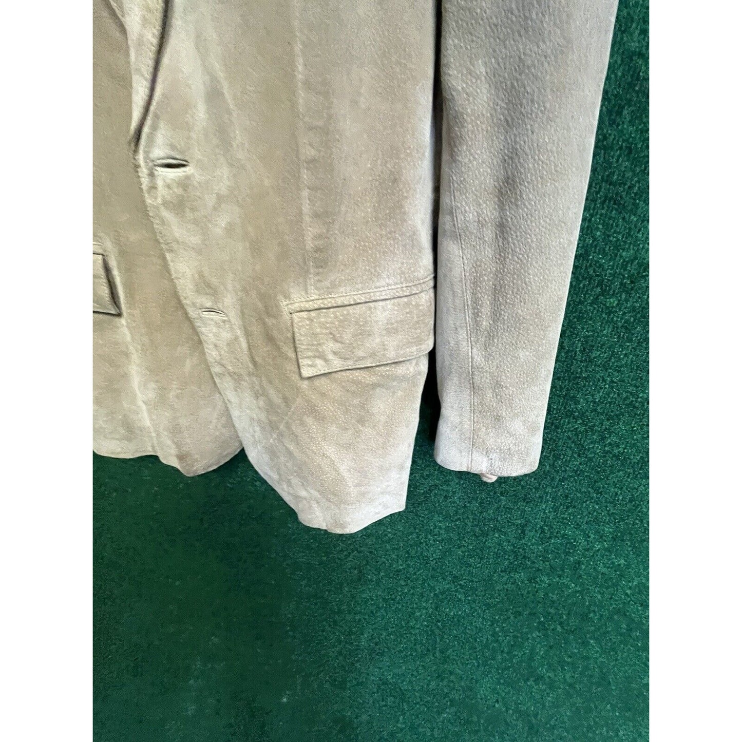 Vintage Sparetime Leather Suede Jacket Blazer Tan Buttonup Front Pockets Sz 42