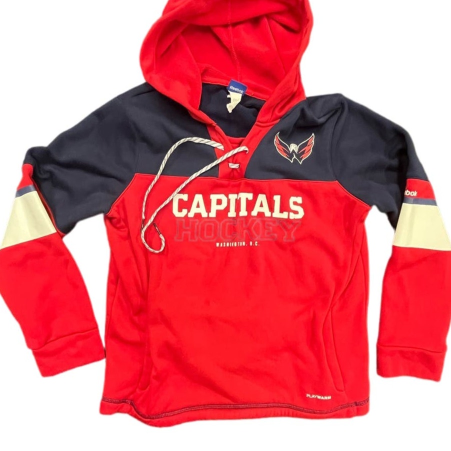 Youth Y2K Reebok Washington Capitals Sz Large Hoodie Sweatshirt NHL