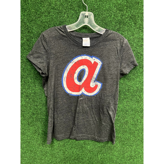 90s Lady's Atlanta Braves retro logo Gray T-Shirt Size Large Gift