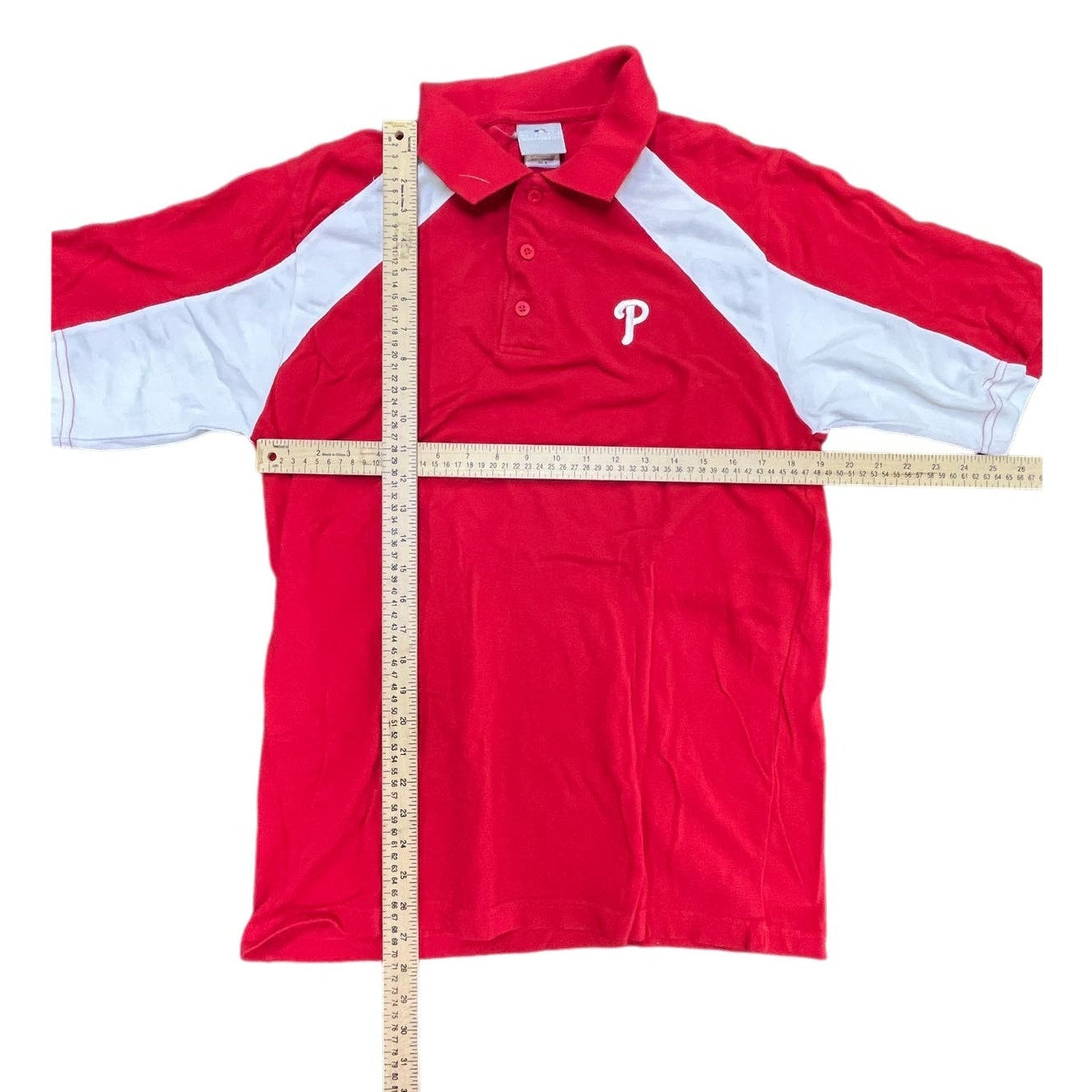 Y2K Philadelphia Phillies Polo White & Red Sz Medium Polo Shirt