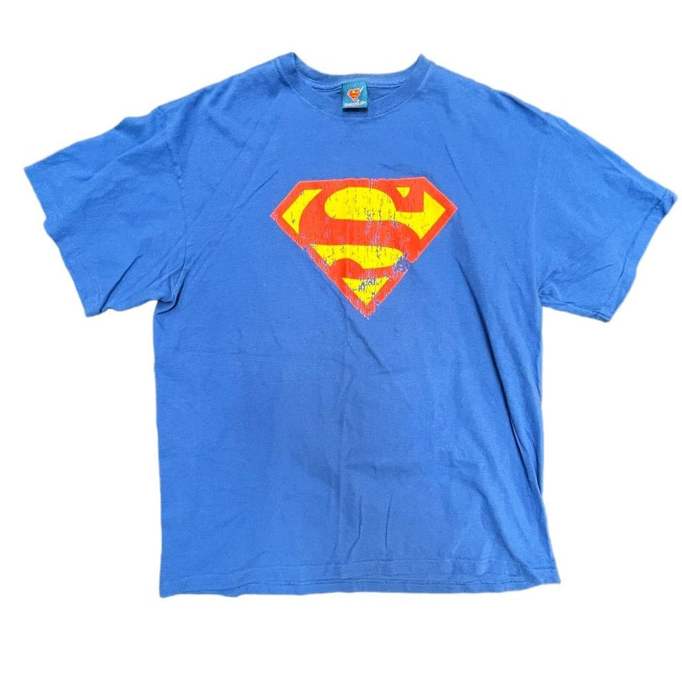 90s Superman Blue Large T-Shirt DC Comics Unisex Vintage Retro