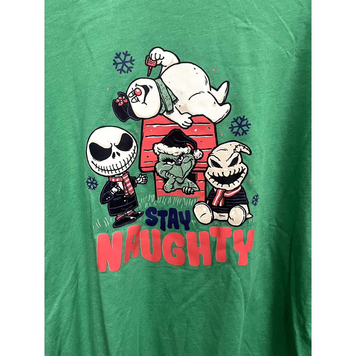 Y2K Nightmare Before Christmas + Halloween Green T-Shirt Size XL Unisex Gift