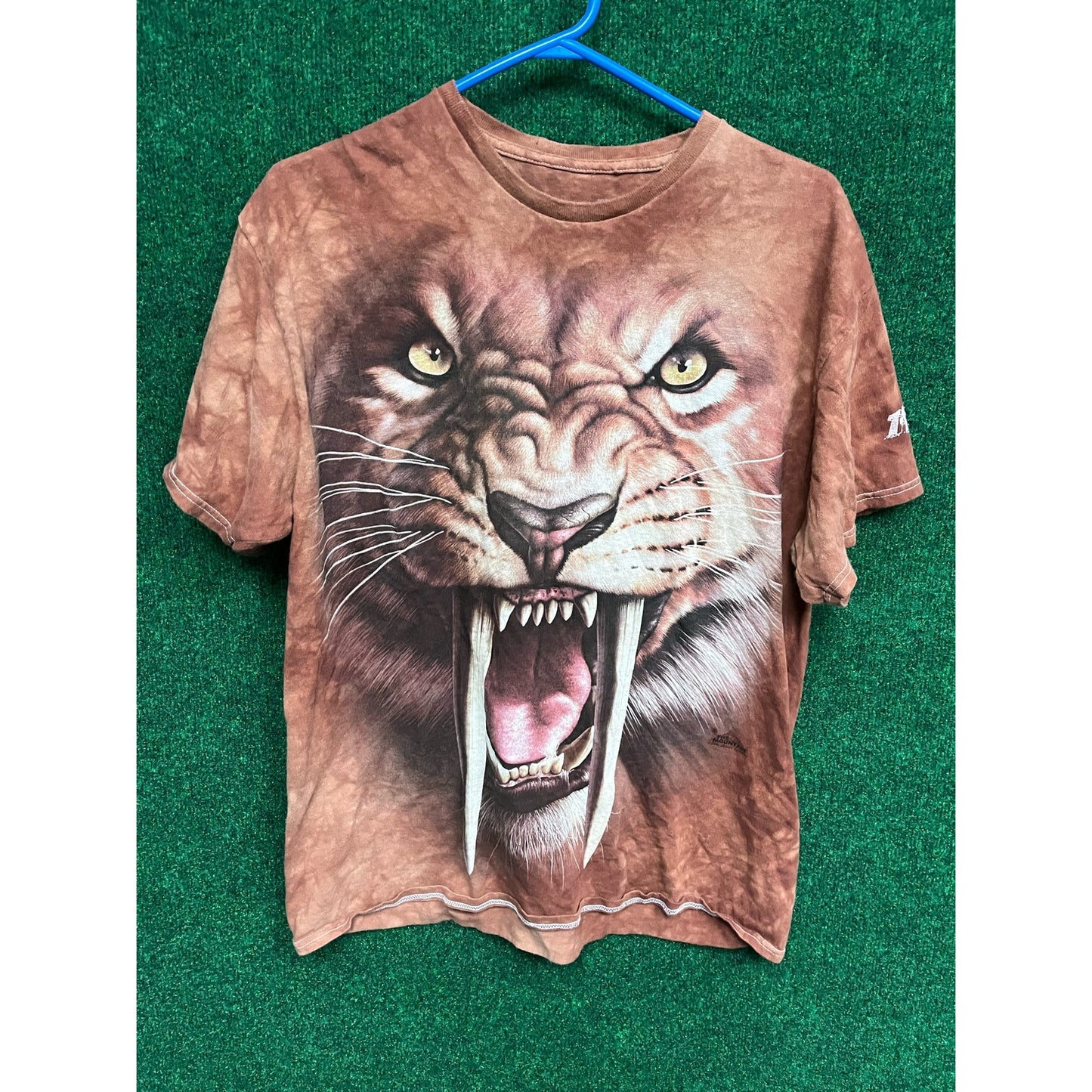 Y2K TREX Tiger Print Brown Tie Dye T-Shirt Sz Medium Huge Print