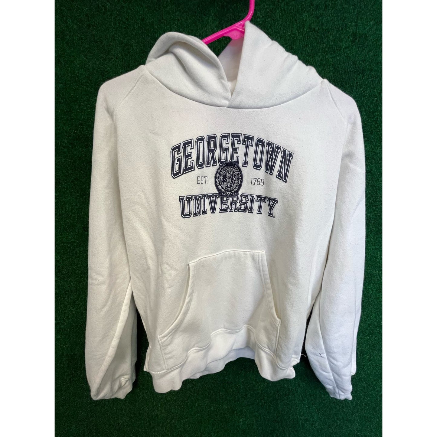 90s Jansport Georgetown University White Hoodie Sweatshirt Sz Large Unisex