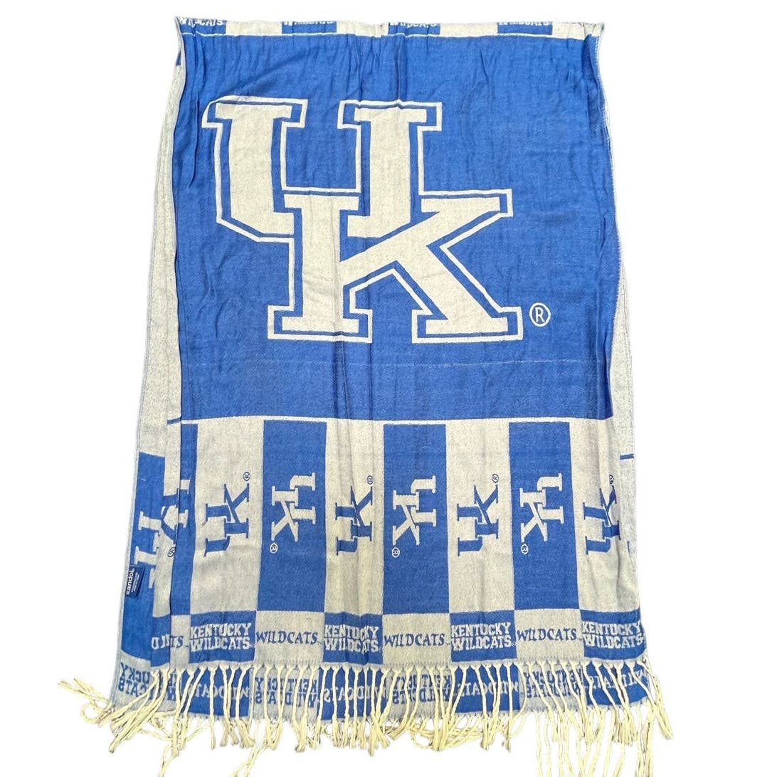 90s University of Kentucky Blue & White Scarf with Fringes