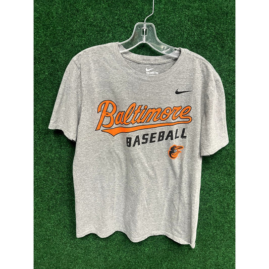 Y2K Nike Baltimore Orioles MLB Gray Logo T-Shirt Size Medium Unisex Gift Cotton