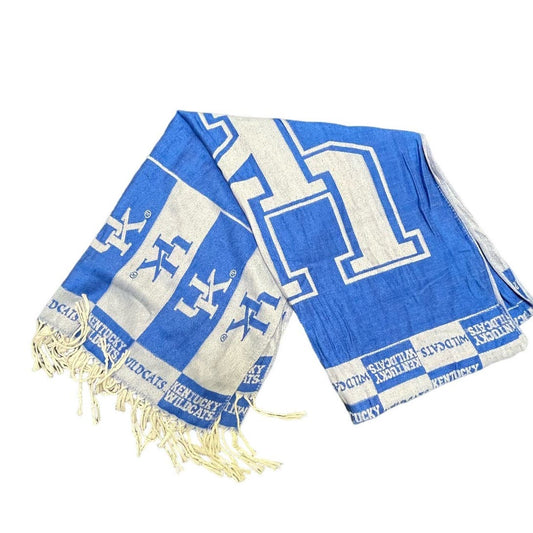 90s University of Kentucky Blue & White Scarf with Fringes