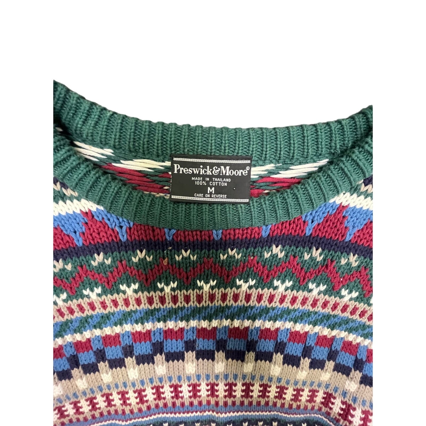 Vintage Preswick & Moore Crew Neck Sweater Sz Medium 100% Cotton