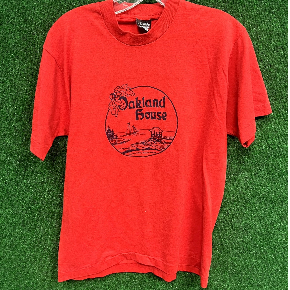 90s Maine Beach + Sailing Themed Red T-Shirt Size Large Unisex Gift