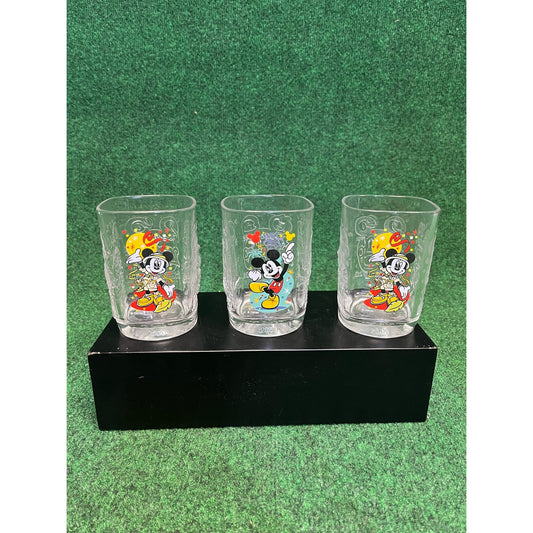 3 Vintage 2000 McDonalds Cups Walt Disney World Mickey Mouse Glasses