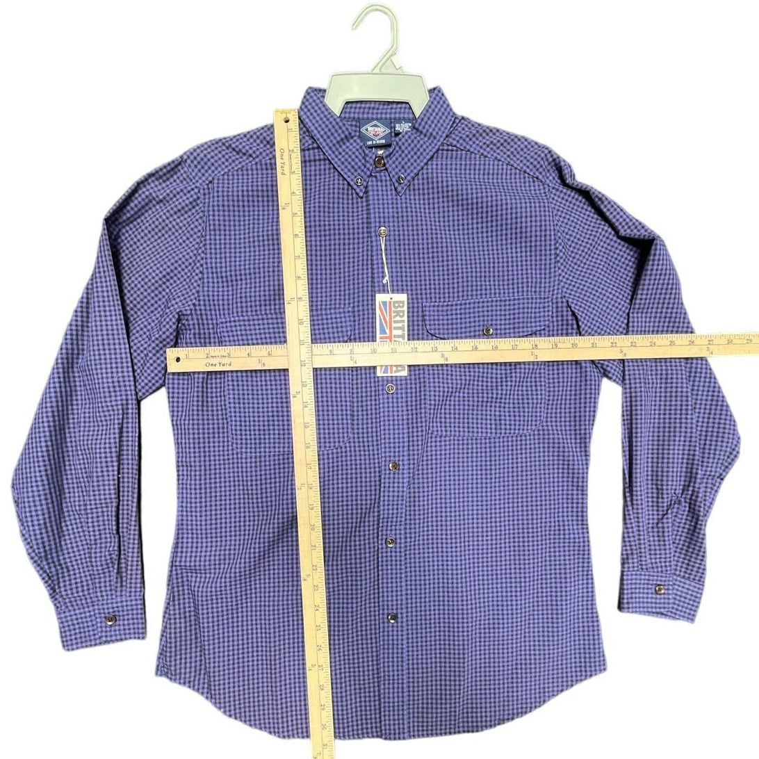 NWT Vintage Brittania Button Up Shirt Men's Size Large Purple Plaid Long Sleeve