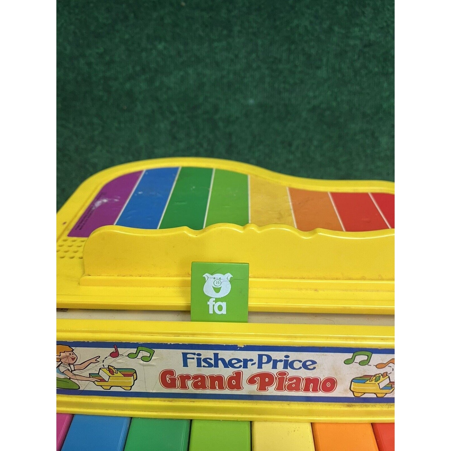 Fisher Price Grand Piano (2201) 1986 Rainbow Keys Bright Yellow