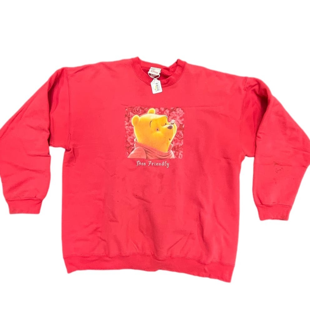 Vintage 90s Disney Winnie the Pooh Crewneck Sweater Red Sz XXL