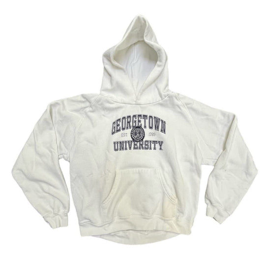 90s Jansport Georgetown University White Hoodie Sweatshirt Sz Large Unisex