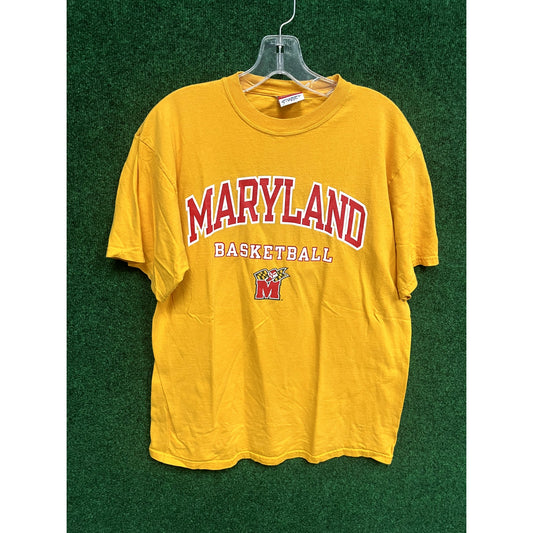 90s University Maryland Champion Yellow T-Shirt Size Large Unisex Gift