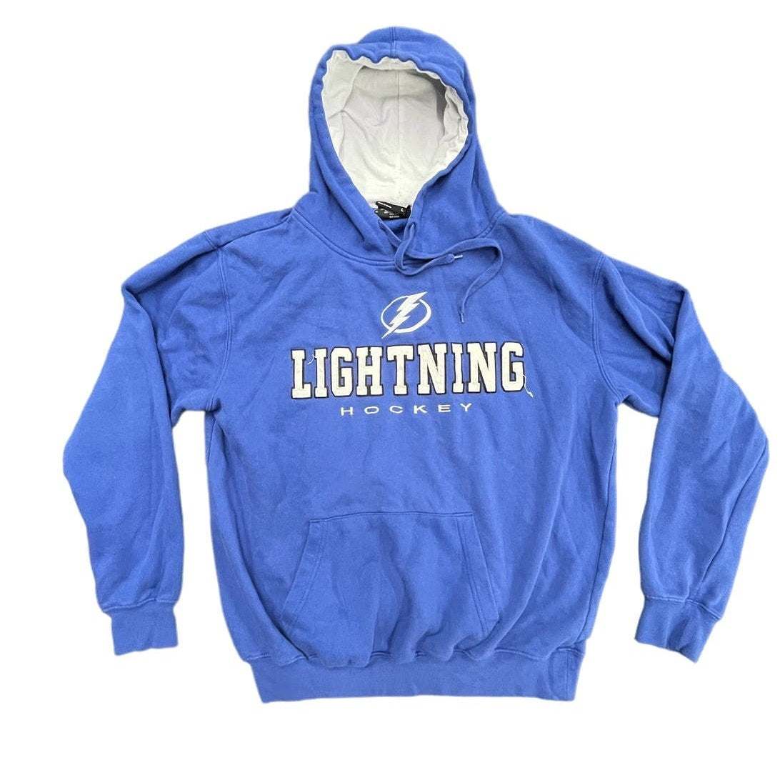 Y2K Tampa Bay Lightening Blue Pullover Hoodie Sweatshirt Sz Large