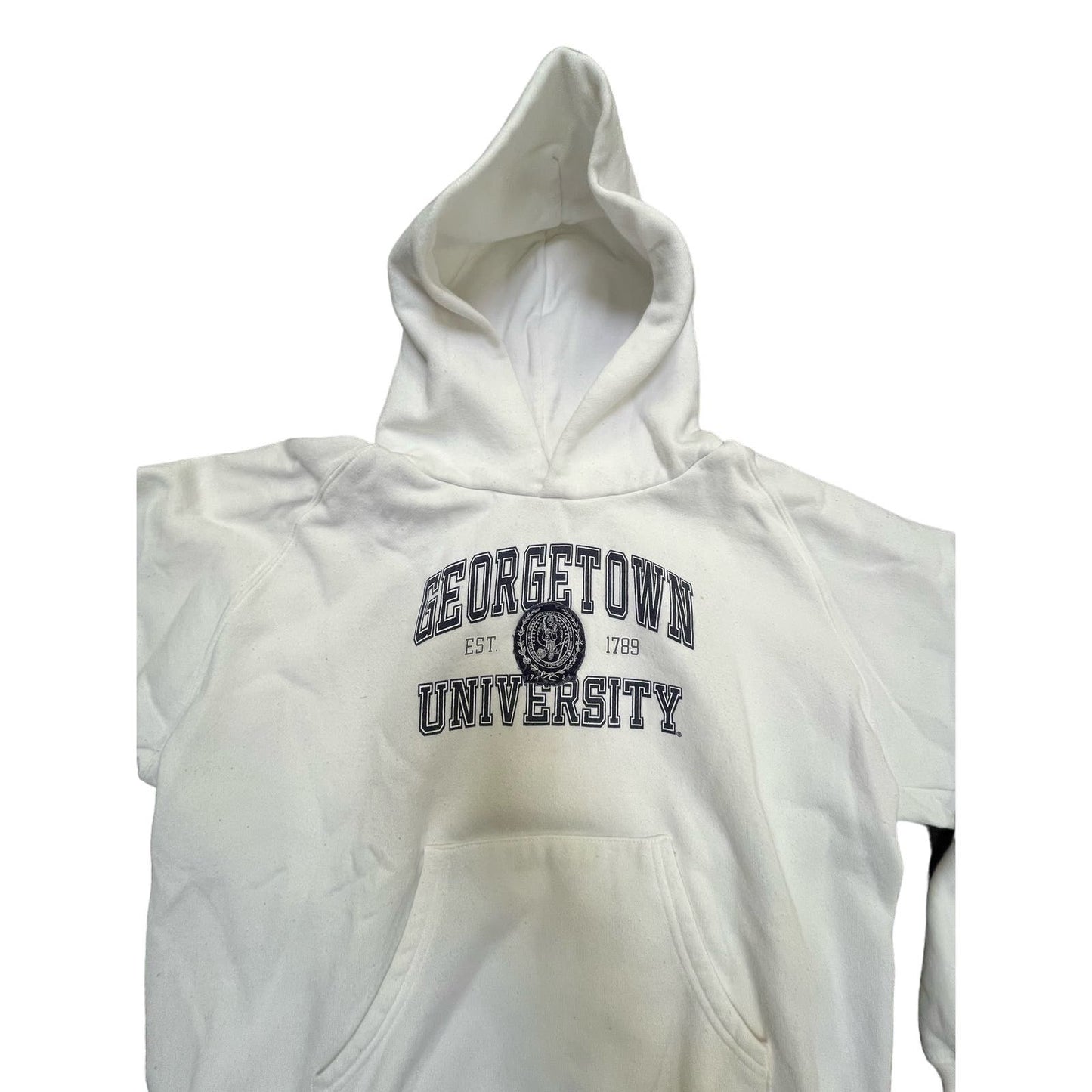 90s Jansport Georgetown University White Hoodie Sweatshirt Sz Large Unisex