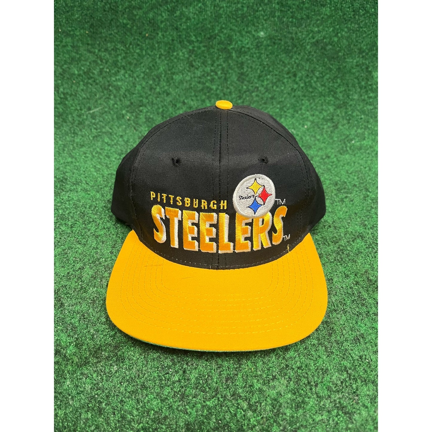 90s Pittsburgh Steelers AJD Snapback Black & Gold Adjustable Hat