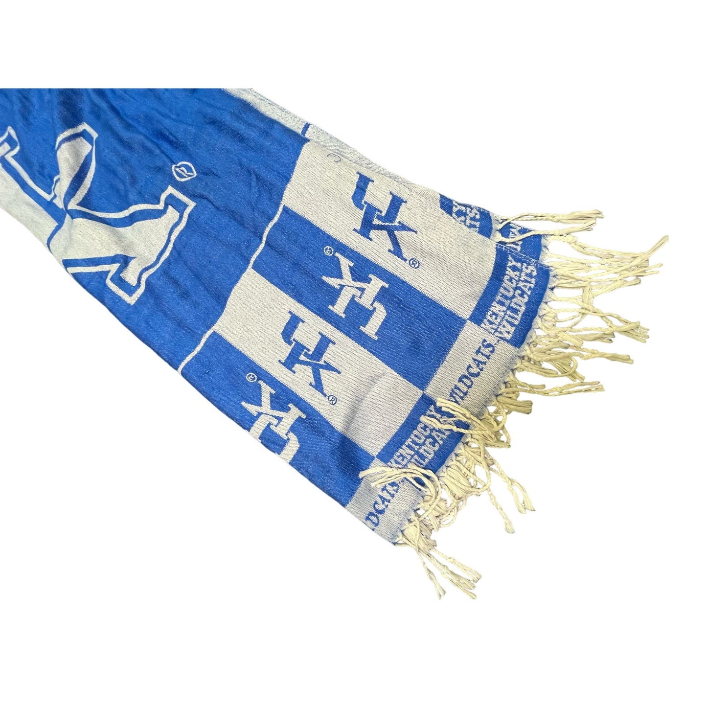 90s University of Kentucky Blue & White Scarf with Fringes