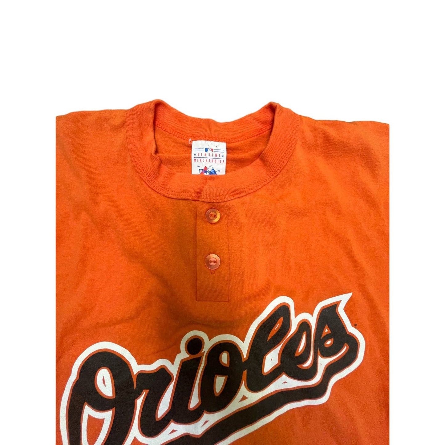 90s Majestic Baltimore Orioles Orange Medium 2 Button T-Shirt Unisex Summer MLB