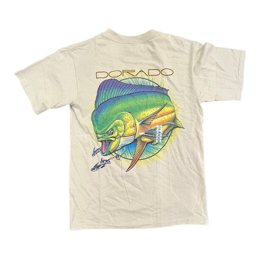 Lady’s Y2K Dorado Fishing themed T-shirt size medium anvil brand shirt