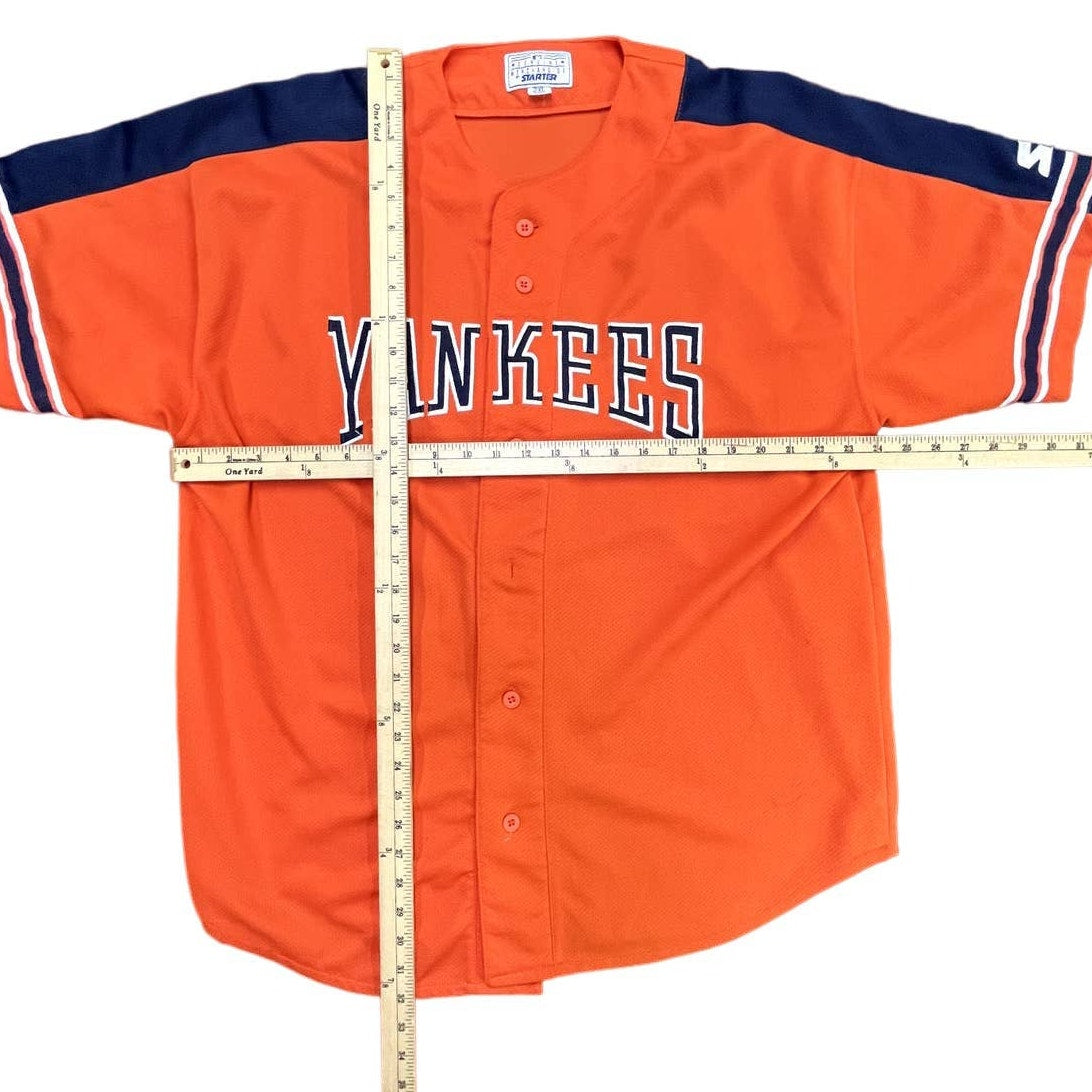 90s New York Yankees Orange STARTER Jersey SX 2XL Unisex Button Up MLB