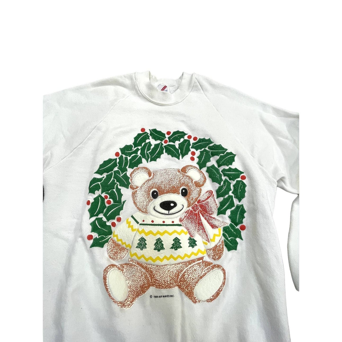 Vintage 1989 Single Stitch Christmas/Holiday Teddy Bear Sweatshirt  L