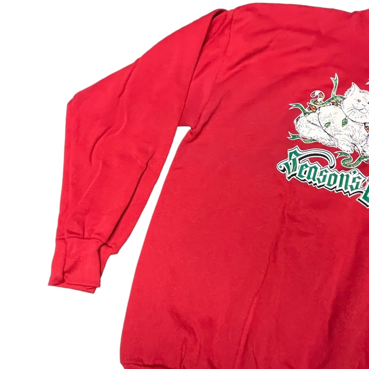 1980's-90's Red Christmas Sweatshirt XL 80s Velva Sheen Cats