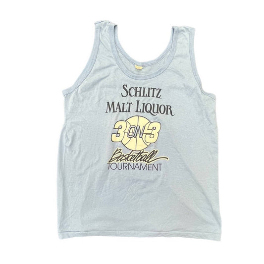 Lady’s Schlitz Malt Liquor Vintage Baby Blue small tank top