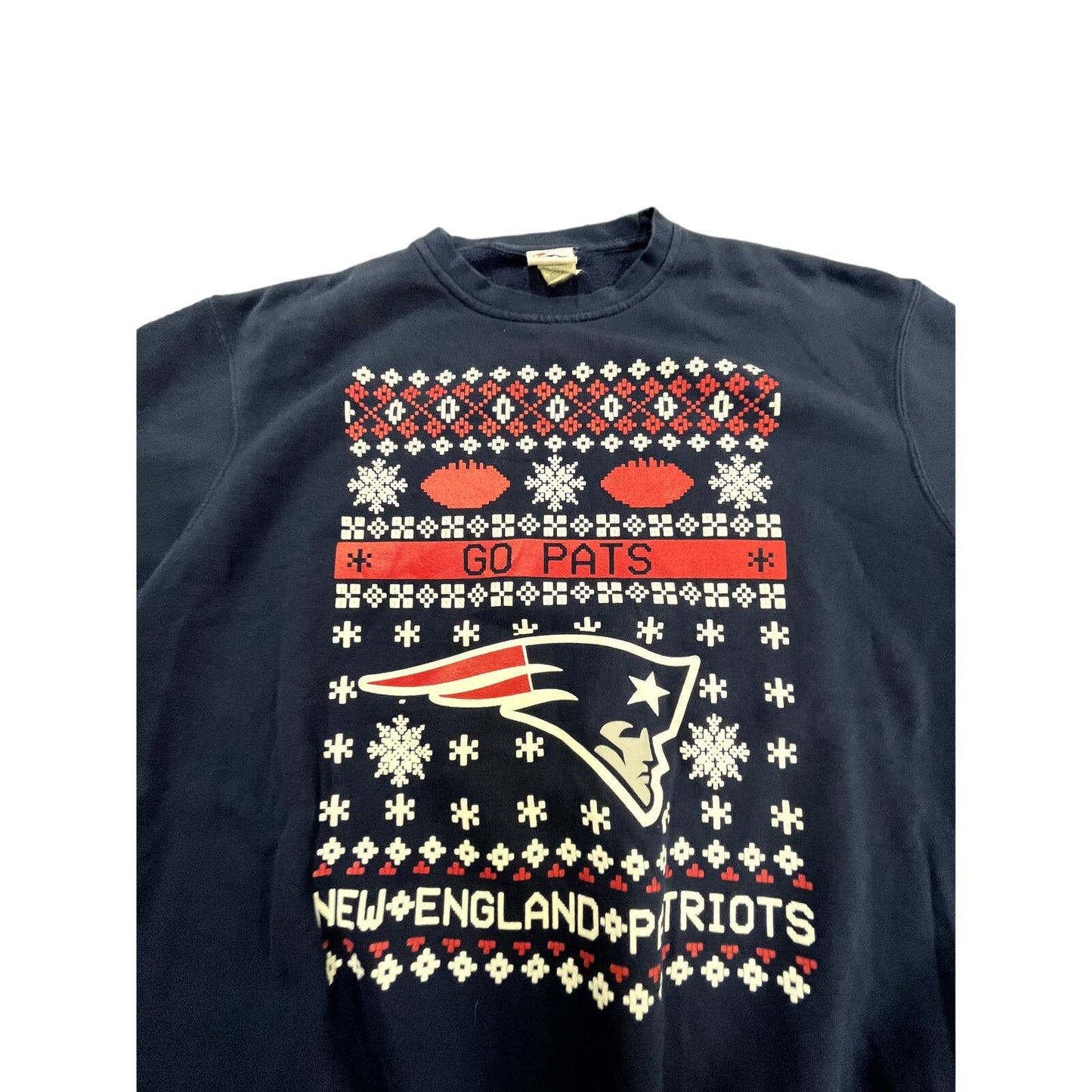 Y2K New Enlgand Patriots Christmas/Holiday Sweater Sz Large Majestic